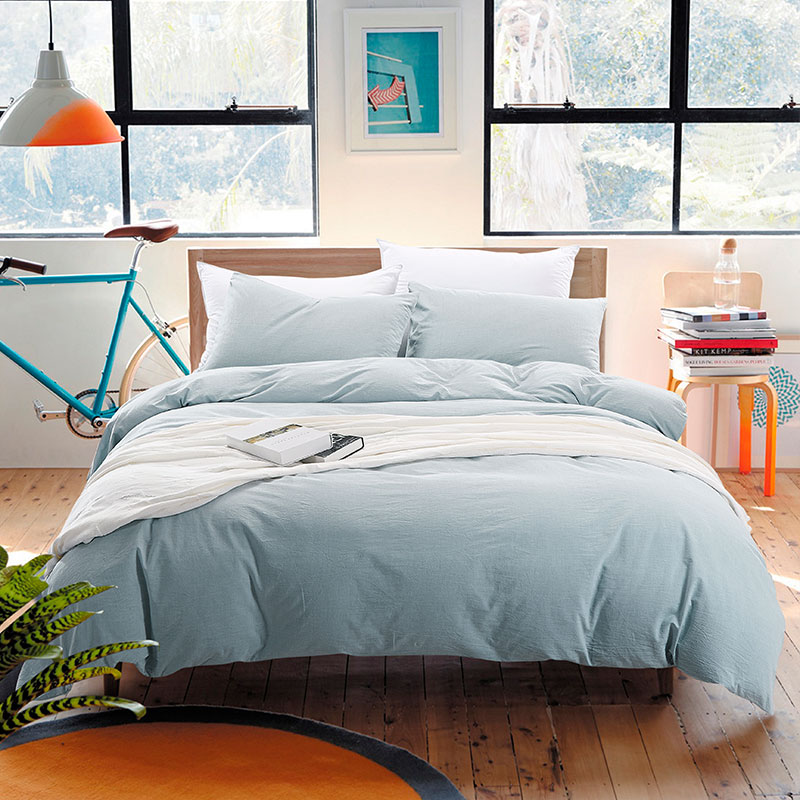 Solid Color Washed Cotton Duvet Set