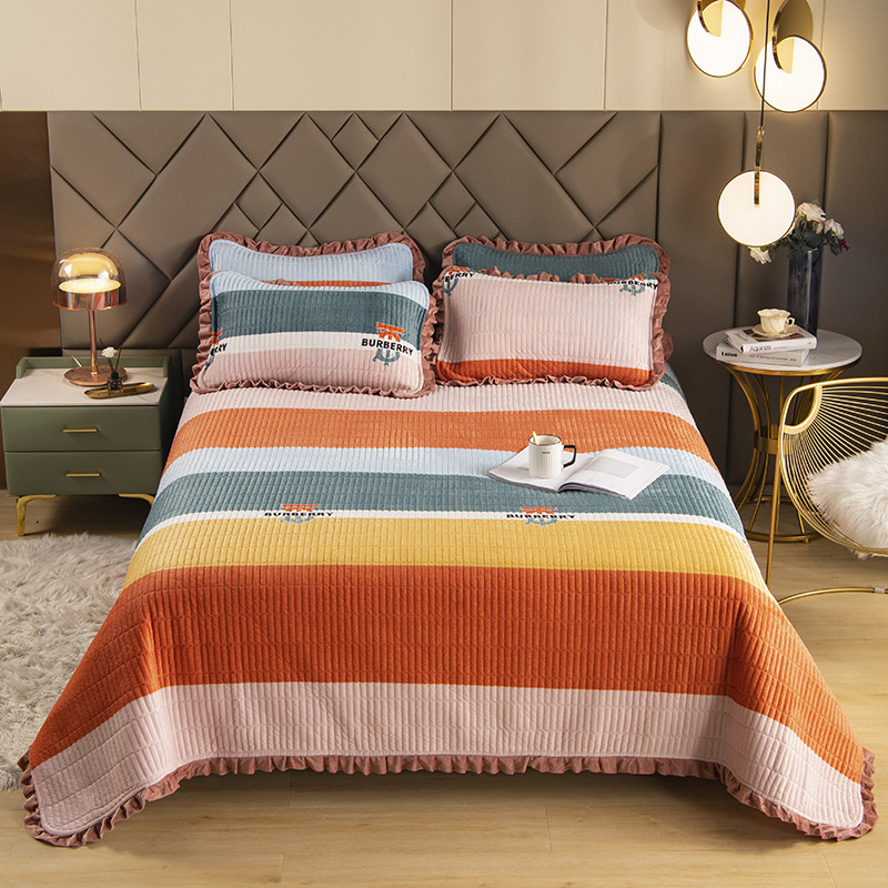 Stripe Decorative Border Duvet Set Bed Cover