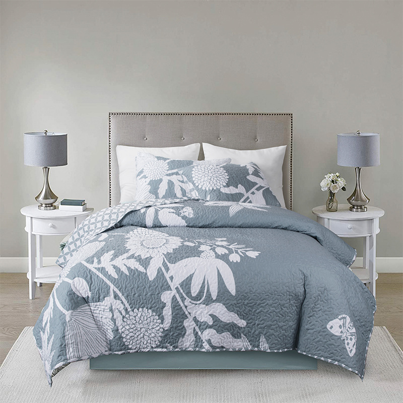 Textile Printing Flower Duvet Set Bed Cover